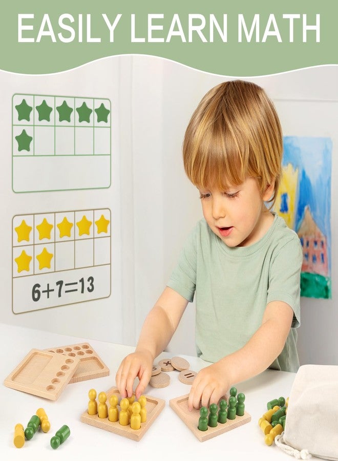 DINORUN Educational Toys for 3 4 5 Year Old Boy Girls Gifts - Preschool Learning Math and Numbers for Toddler 3+ - Math Manipulatives for Kids 3-6 - Montessori Wooden Counting Peg Board Materials - Image 4